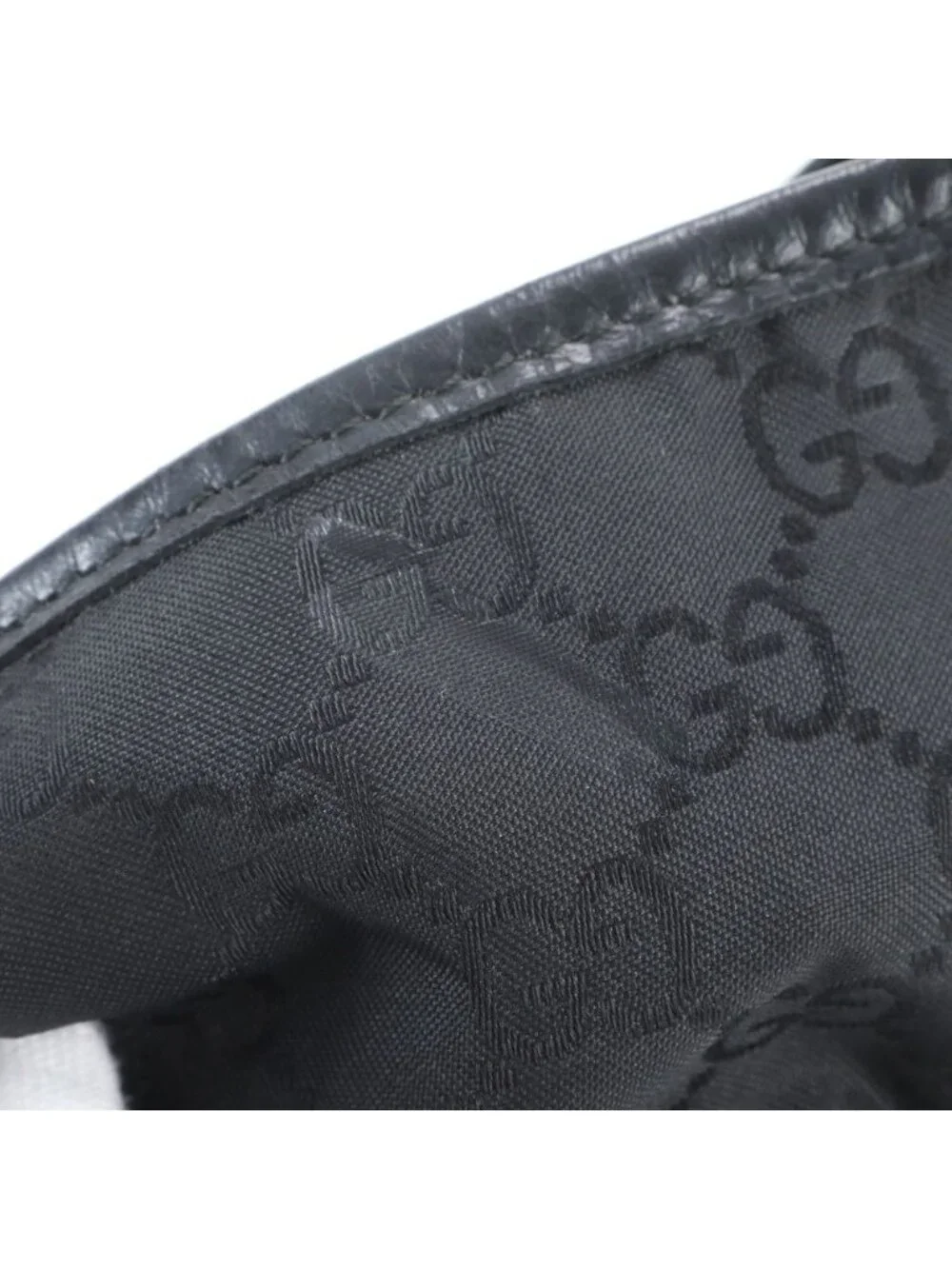 Gucci GG Leather Tote Shoulder Business Document Black